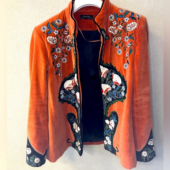 Zara Jackets & Coats Zara Premium Collection Velvet Embroidered